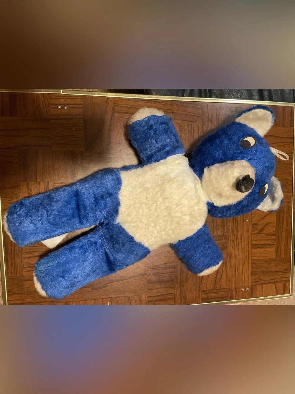 Vintage 50s-60s Blue Teddy Bear Carnival Prize Stuffed Animal 18” Good Condition